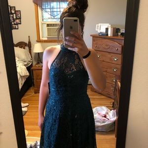 semi formal green sequin dress